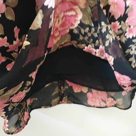Caren Desiree Company Maxi Dress 14/M*Black Pink Floral Asian Fairy Cottagecore - Picture 9 of 11